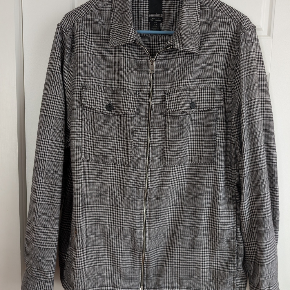 H&M Men's Black and White Plaid Jacket